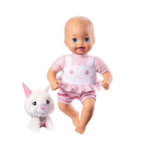 bebita con mascota   conejo blanco marca little mommy