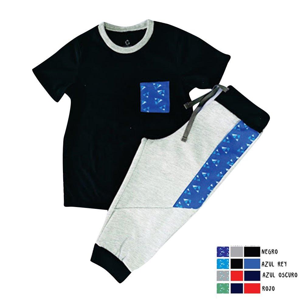 conjunto nino camiseta manga corta jogger talla 4 color azul oscuro