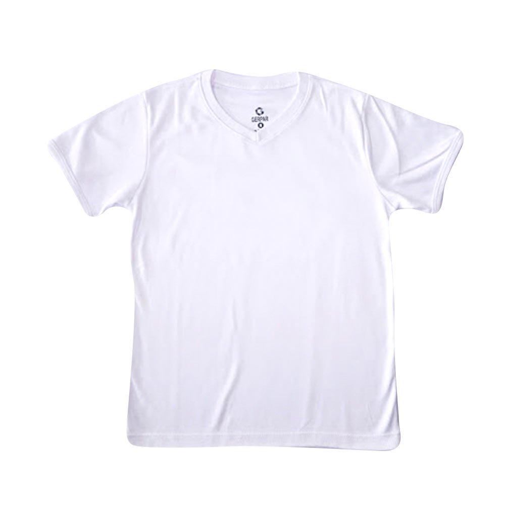 camiseta cuello v tela lisa blanco talla 12 color blanco