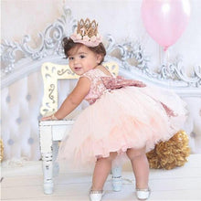 Load image into Gallery viewer, Princess Kid Baby Girl Sequins Boknot Dress Party Dresses Halloween Christmas Costume 0-5 Years Fluffy Clothes Toddler Girl Gown
