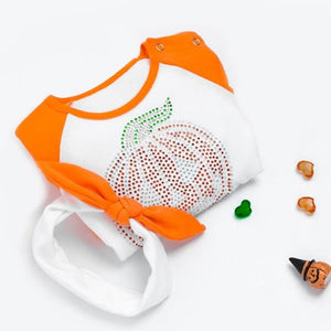 Newborn Girl Halloween Costume For Kids Toddler Sequins Pumpkin Rompers Headband 2pcs Suit Newborn Lace Party Sets Girls Clothes