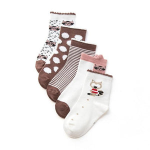 5 Pairs Baby Girls  Socks Character Print