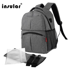 Load image into Gallery viewer, Insular Solid Color Baby Diaper Changing Backpack Bag Multifunctional Baby Mommy Bag Waterproof Mummy Nappy Stroller Backpack