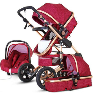 Luxury Fashion Baby Stroller 3 in 1 Foldable Infant Trolley,High Landscape Baby stroller Sit and Lie Baby Pushchair ,poussette