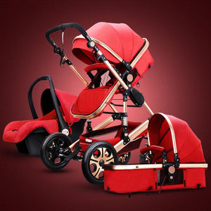 Luxury Fashion Baby Stroller 3 in 1 Foldable Infant Trolley,High Landscape Baby stroller Sit and Lie Baby Pushchair ,poussette