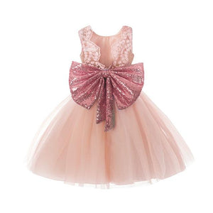 Princess Kid Baby Girl Sequins Boknot Dress Party Dresses Halloween Christmas Costume 0-5 Years Fluffy Clothes Toddler Girl Gown