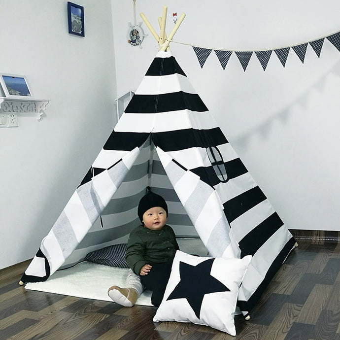 Indian Play Tent Stripe Teepee Children Playhouse