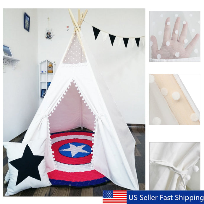 Indian Play Tent White Teepee Children Playhouse