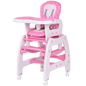 Pink Costway 3 in 1 Baby High Chair