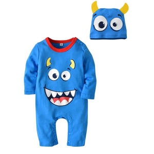 Toddler Infant Baby boys girls halloween costume Cartoon Cotton Long sleeve Rompers Child Romper+Hat 2Pcs Christmas Jumpsuit