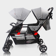 Load image into Gallery viewer, Twins Baby Trolley T2 Flax Material Front And Rear Seat Light Aluminum Tube Double Twins Carriage Lightweight Umbrella Stroller