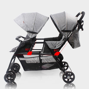 Twins Baby Trolley T2 Flax Material Front And Rear Seat Light Aluminum Tube Double Twins Carriage Lightweight Umbrella Stroller