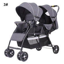 Load image into Gallery viewer, Twins Baby Trolley T2 Flax Material Front And Rear Seat Light Aluminum Tube Double Twins Carriage Lightweight Umbrella Stroller