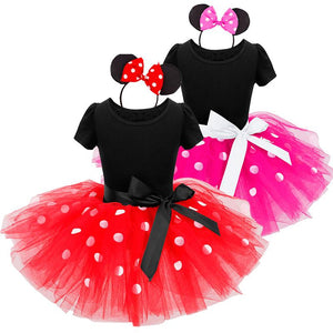 Newborn Baby Girl Dress Fancy Halloween Mouse Dots Costume 1 Year Birthday Outfit Little Girls Dresses Party Wear Free Headband